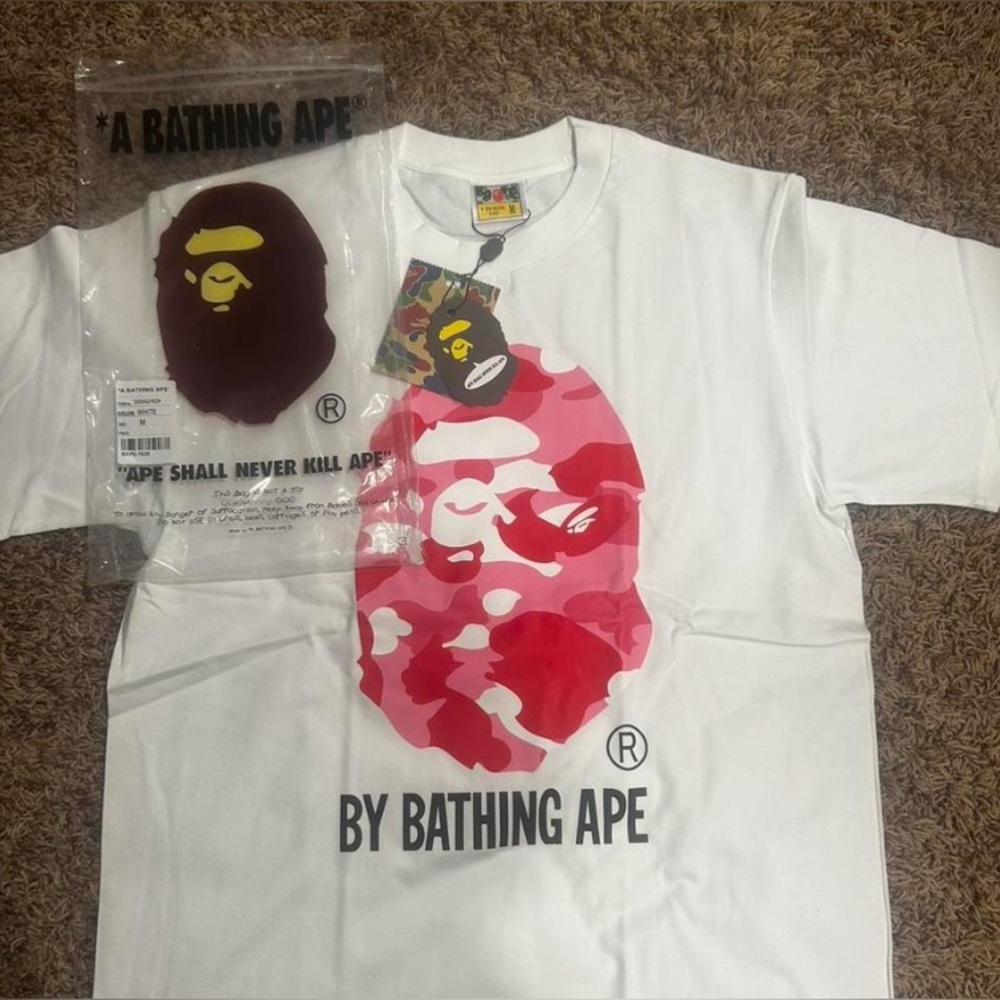 A Bathing Ape Pink Camo Logo Short Sleeve Tee